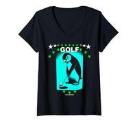Mujer UN PINGUINO GOLFING - ANIMALES DE GOLF DIVERTIDOS Camiseta Cuello V