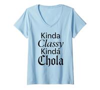 Mujer Un poco de clase Kinda Chola Mexicano Chicana Mujer Mujer Oldies Camiseta Cuello V