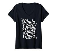 Mujer Un Poco de Clase Kinda Chola Mexicano Chicana Mujer Mujer Oldies Camiseta Cuello V