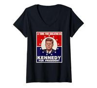 Mujer Un Tiempo para la grandeza John F. Kennedy para el Presidente JFK Camiseta Cuello V