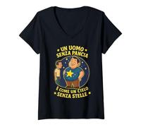 Mujer Un uomo senza pancia è come un cielo senza stelle. Per papà Camiseta Cuello V