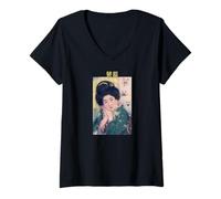 Mujer Una Chica Japonesa Retro soñando Despierto Camiseta Cuello V