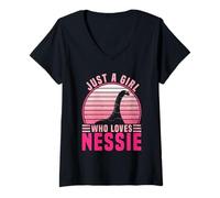 Mujer Una Chica Que ama a Nessie - Monstruo del Lago Ness Camiseta Cuello V