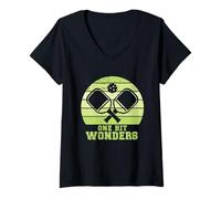 Mujer Una divertida combinación de pickleball por equipos de pickleball de One Hit Wonders Camiseta Cuello V