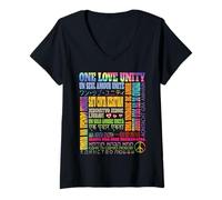 Mujer Una Frase de Unidad de Amor en Diferentes Idiomas en Todo el Mundo sanar Camiseta Cuello V