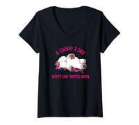 Mujer Una galleta al día mantiene alejado el estrés - Divertido unicornio frío Camiseta Cuello V