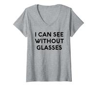 Mujer Una Mentira Blanca Que Puedo Ver sin Gafas, Fiesta Divertida y sarcástica Camiseta Cuello V