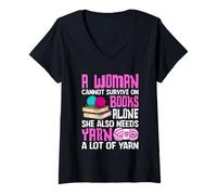 Mujer Una mujer no puede sobrevivir solo en los libros Camiseta Cuello V