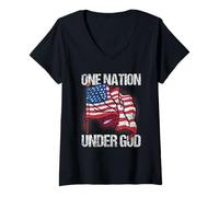 Mujer Una Nación Bajo Dios Estados Unidos Estados Unidos América Patriótica Nosotros Camiseta Cuello V