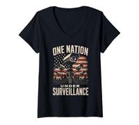 Mujer Una Nación Bajo Vigilancia Policía Estado Sin Privacidad 1984 Camiseta Cuello V