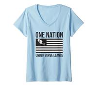 Mujer Una nación bajo vigilancia privacidad 1984 Patriot Act NSA Camiseta Cuello V