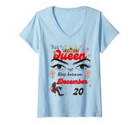 Mujer Una Reina Nació el 20 de Diciembre 20 Cumpleaños Camiseta Cuello V