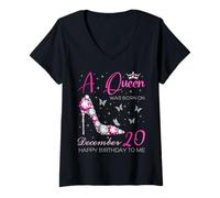 Mujer Una Reina Nació el 20 de Diciembre, Fiesta de Cumpleaños 20 de Diciembre Camiseta Cuello V