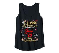 Mujer Una Reina nació el 25 de Junio 25 de Junio Cumpleaños Camiseta sin Mangas