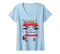 Mujer Una Reina nació el 4 de noviembre 4 de noviembre Cumpleaños Camiseta Cuello V