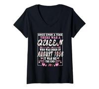 Mujer Una Reina Que nació en Agosto de 1956 Funny Birthday Women Camiseta Cuello V