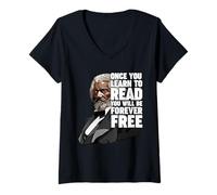Mujer Una Vez Que aprendas a Leer Frederick Douglass Camiseta Cuello V