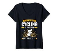 Mujer Una Vida sin Ciclismo es Posible Ciclismo Camiseta Cuello V