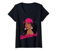 Mujer Unbothered Black Woman African American Afro Queen Camiseta Cuello V