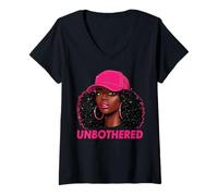 Mujer Unbothered Black Woman African American Afro Queen Camiseta Cuello V