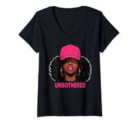 Mujer Unbothered Black Woman African American Afro Queen Camiseta Cuello V
