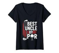 Mujer Uncle Golf Best Uncle by Par Funny Golfing Baby Anuncio Camiseta Cuello V
