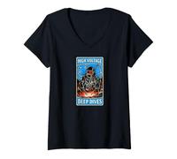 Mujer Underwater Welder High Voltage Deep Dives Camiseta Cuello V