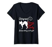 Mujer Undiagnosed But Something Aint Right Funny Crazy Cat Lady Camiseta Cuello V