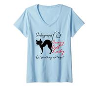 Mujer Undiagnosed But Something Ain't Right Funny Crazy Cat Lady Camiseta Cuello V