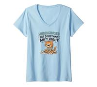 Mujer Undiagnosed But Something Ain't Right Grumpy Funny Cat Camiseta Cuello V