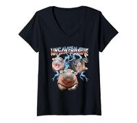 Mujer Ungovernable Baby Pygmy Hippo Heavy Metal Camiseta Cuello V