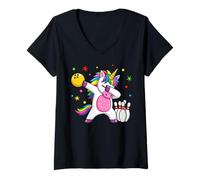 Mujer Unicorn Bowling Dab Camiseta Cuello V