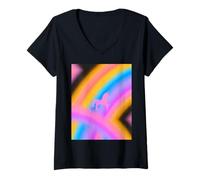 Mujer Unicorn Rainbow Aesthetic Nostalgic Aura 80s Inspired VTG Camiseta Cuello V
