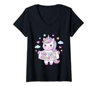 Mujer Unicornio 100 días más Inteligente para niños: Lindo día número 100 de Escuela Camiseta Cuello V