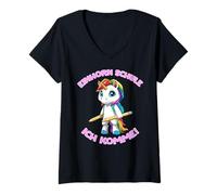 Mujer Unicornio Escuela Yo Vengo Escuela Matriculación Niña Camiseta Cuello V