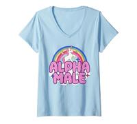 Mujer Unicornio Macho Alfa Divertido, sarcástico, irónico, extraño, Humor del Y2K Camiseta Cuello V