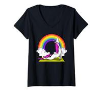 Mujer Unicornio Mágico Arcoíris Zen Yoga Meditación Mujeres Niñas Camiseta Cuello V