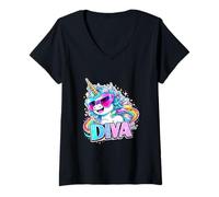 Mujer Unicornio Pegasus Diva Camiseta Cuello V