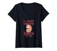 Mujer Unicornios mágicos creen en mí - Espíritu Animal, Mujeres, niños Camiseta Cuello V