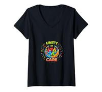 Mujer Unidad De Cuidado Juntos Diseño Comunitario Camiseta Cuello V