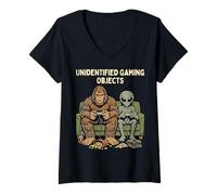 Mujer Unidentified Gaming Objects Bigfoot Alien Video Games Camiseta Cuello V