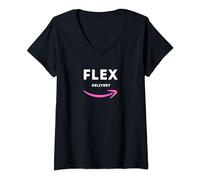 Mujer Uniforme de conductora de reparto flexible para mujer Camiseta Cuello V