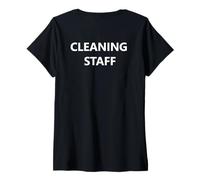 Mujer Uniforme de Conserje de custodio del Personal de Limpieza (Solo Impreso en Caja) Camiseta Cuello V
