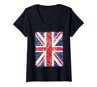 Mujer Union Jack, Bandera británica Camiseta Cuello V