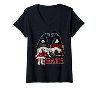 Mujer Unique Pirate GNOME and Funny Pi Day Symbol For Math Teacher Camiseta Cuello V