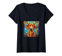 Mujer Unique Rhodesian Ridgeback Mosaic Art For Women Cute Dog Mom Camiseta Cuello V