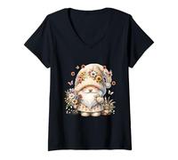 Mujer Unique Summer GNOME Graphic For Flower Lovers Cute Butterfly Camiseta Cuello V