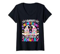 Mujer Unique Unicorn Birthday Gnomes For Women Born In January Camiseta Cuello V