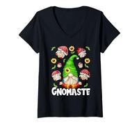 Mujer Unique Yoga Garden GNOME For Women with Toadstool Mushroom Camiseta Cuello V