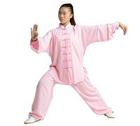 Mujer Unisex Artes Marciales Tai Chi Kung Fu Uniforme Ropa Hebilla Wushu Traje Traje De Dos Piezas Pink S